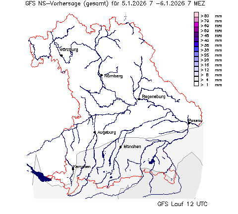 GFS Niederschlagsvorhersage (Summe) für 4.Tag vom 03.01.2026 wurde nicht gefunden!